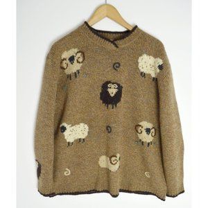 Vintage Woolrich Tweed 100% Wool Sheep Sweater Pullover XL